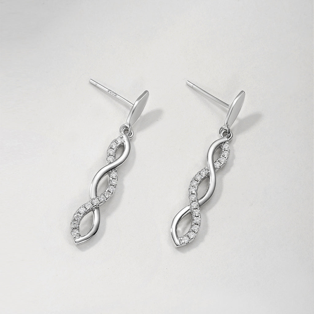 Moissanite Twist Infinity Drop Earrings In 925 Sterling Silver Geometric Dangle Earrings