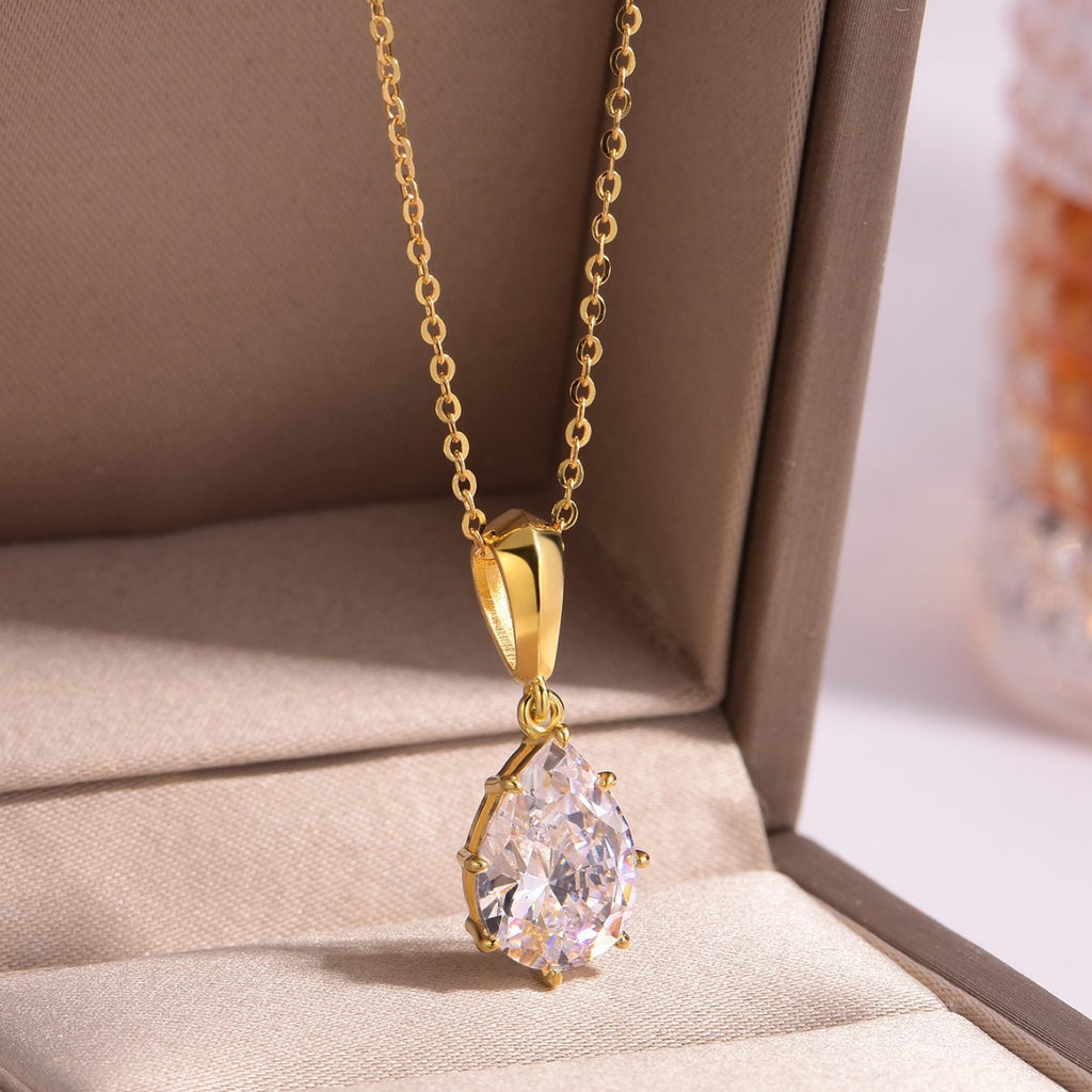 Pear Cut D Color Moissanite Necklace 925 Sterling Silver