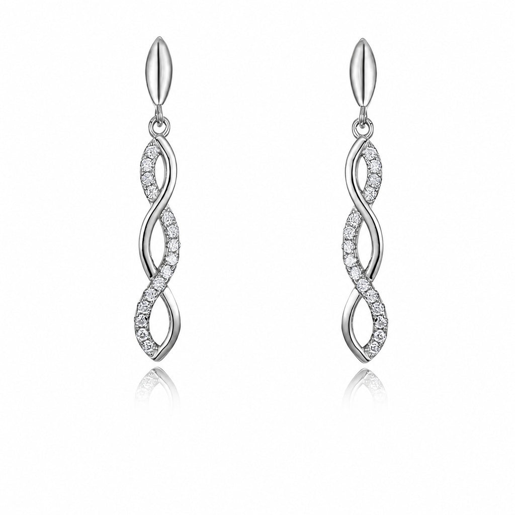 Moissanite Twist Infinity Drop Earrings In 925 Sterling Silver Geometric Dangle Earrings
