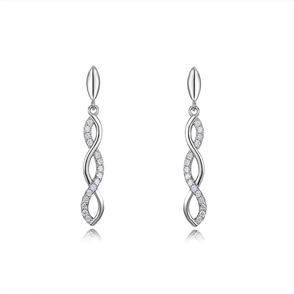 Moissanite Twist Infinity Drop Earrings In 925 Sterling Silver Geometric Dangle Earrings
