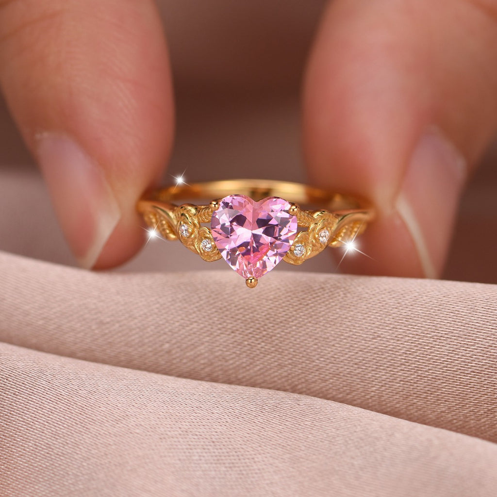 Romantic Heart Shaped Moissanite 925 Sterling Silver Ring