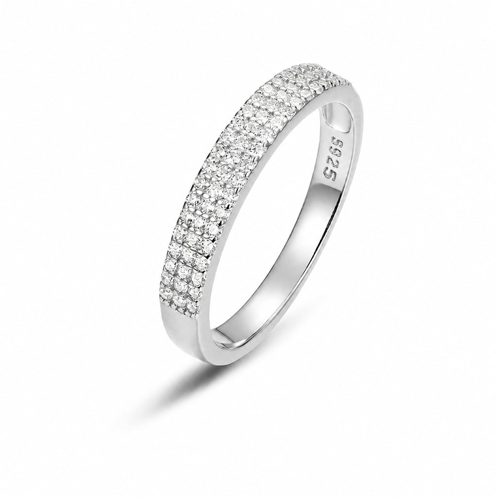 Geometric Multi Row Full Moissanite Ring Inlaid 925 Sterling Silver Ring